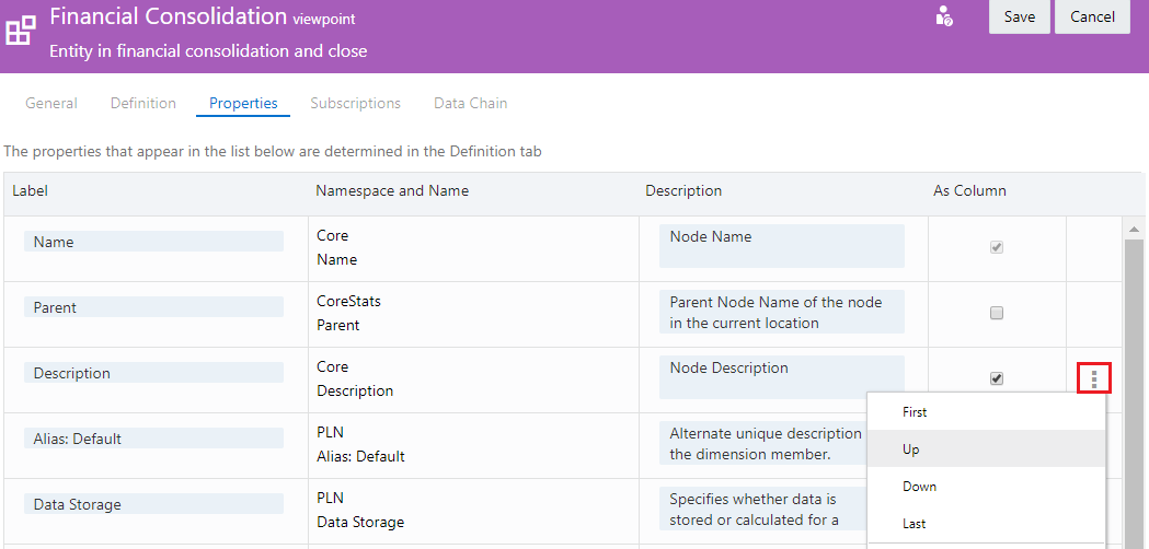 change order of displayed properties