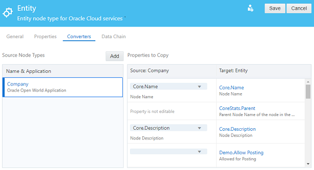 Company to Entity node type converter screenshot