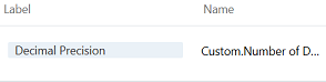 The Displayed Name of the Custom.Number of Decimal Places property is set to Decimal Precision.