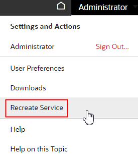 recreate service menu