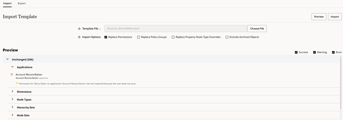screenshot showing import preview as described above screenshot showing import preview as described above
