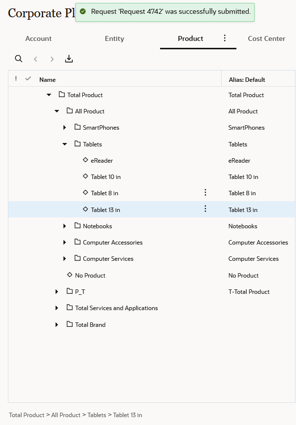 Enterprise Data Management Cloud request submitted successfully.