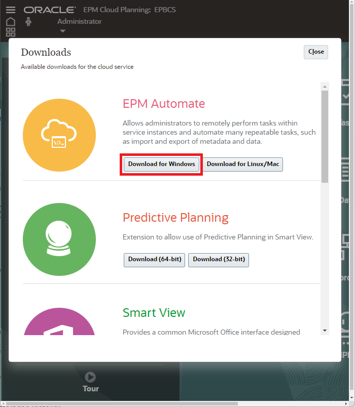 Download EPM Automate for Windows