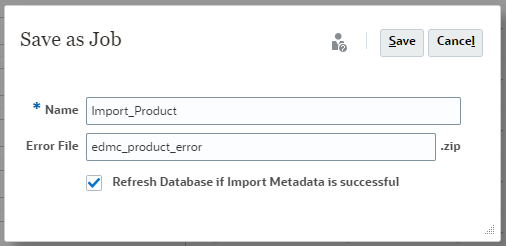 Planning Save as Job dialog box with values entered