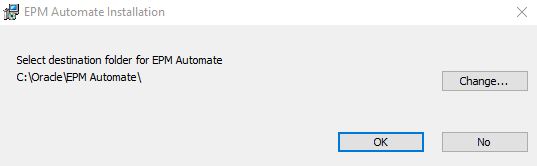 EPM Automate installation destination