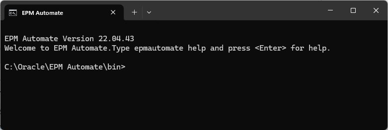 EPM Automate CMD window