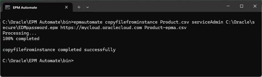 EPM Automate copyfilefrominstance command