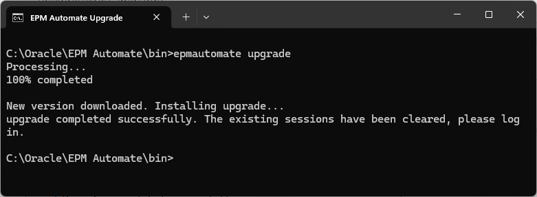 EPM Automate upgrade