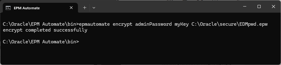 EPM Automate encrypt command