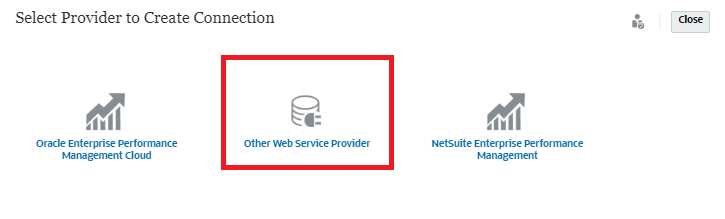Select Provider to Create Connection options