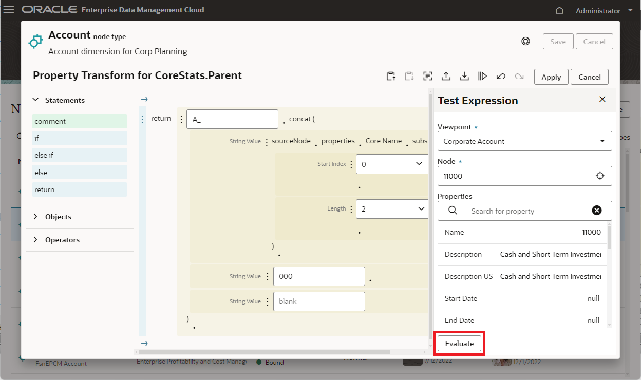 Test parent node expression