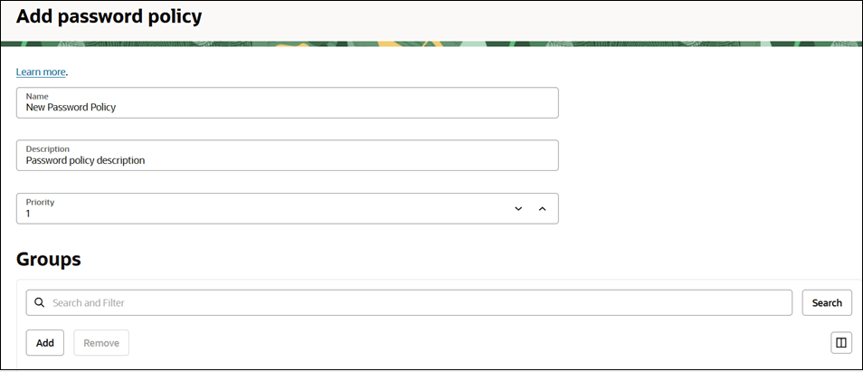 Add password policy