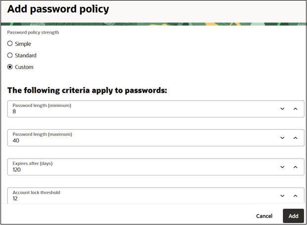 Password policy strength