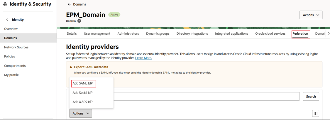 Add SAML IdP