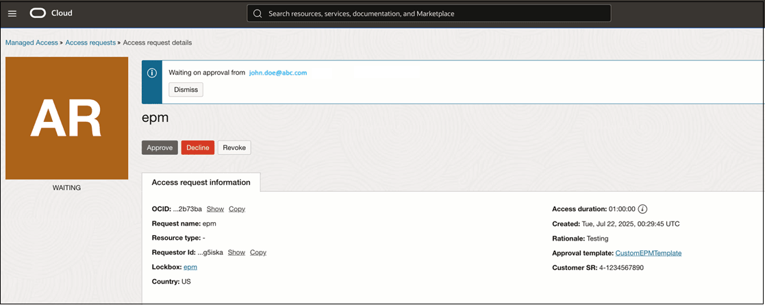 Access request details Access request details