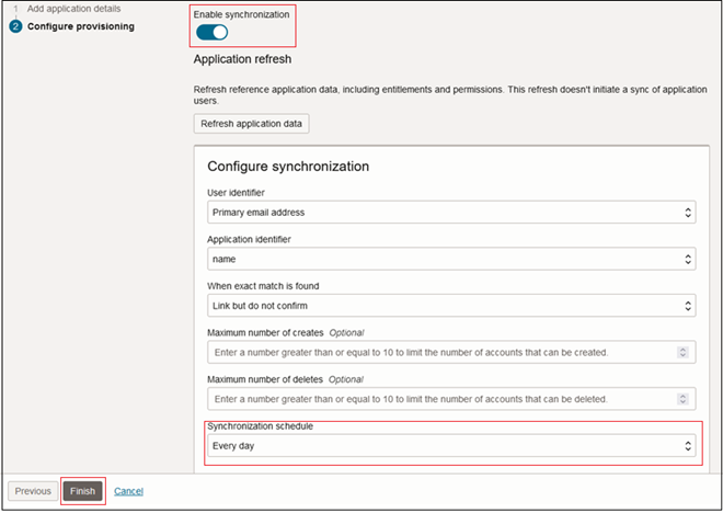 Screen to Configure Synchronization Schedule