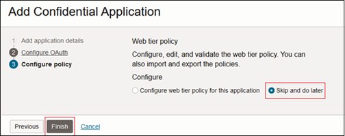 Screen to add Configure policy information