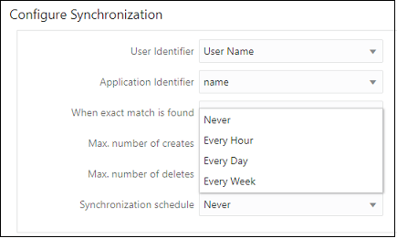 Screen to set synchronization schedule