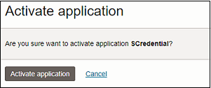 Screen to confirm activate application