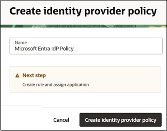 Create identity provider policy
