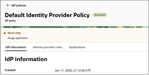 Default IdP policy Default IdP policy