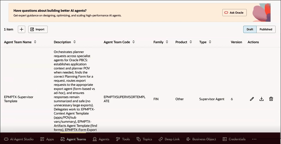 Edit imported agent Edit imported agent