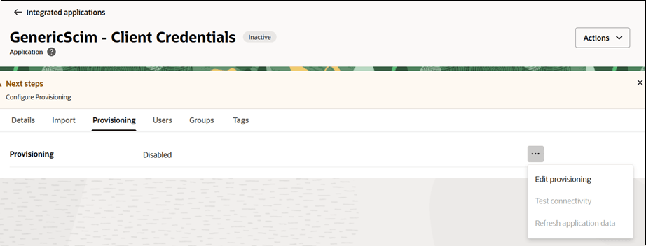 Edit provisioning