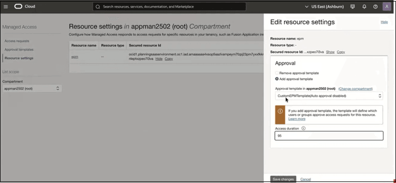 Edit resource settings Edit resource settings