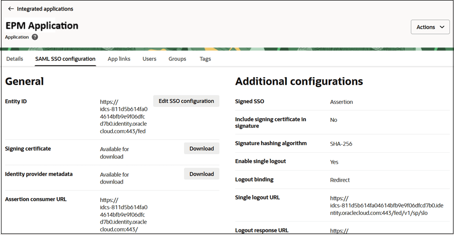 Edit SSO Configuration Edit SSO Configuration