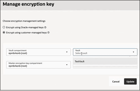 Choose encryption management settings