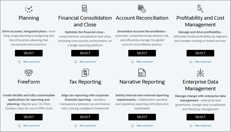 Landing page for EPM Enterprise applications Landing page for EPM Enterprise applications