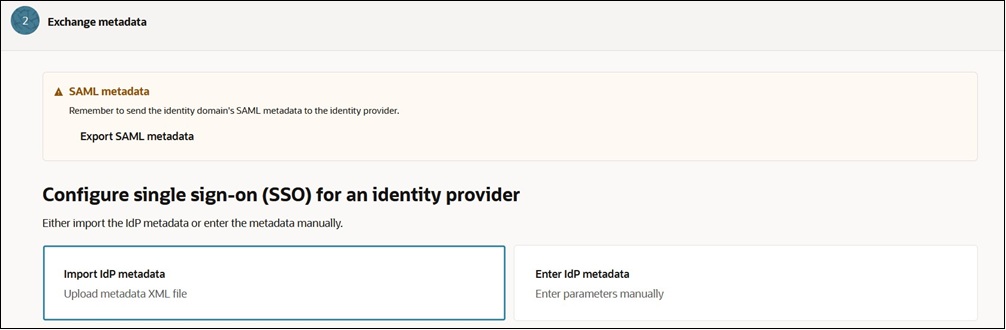 Configure metadata screen
