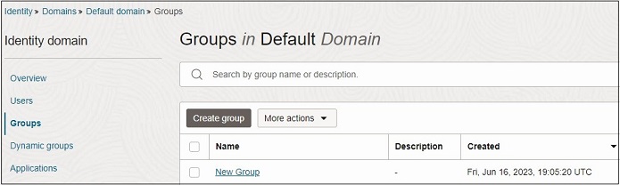 Click groups under identity domain