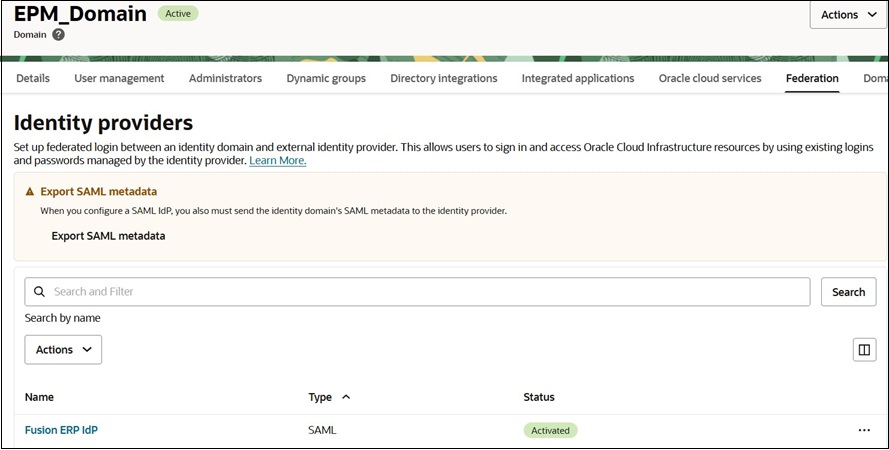 Listed identity providers
