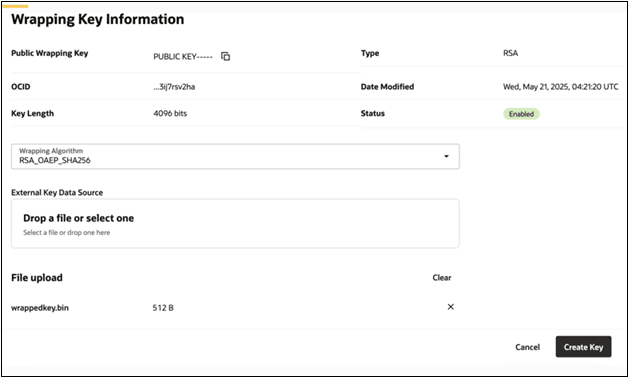 Import external key Import external key