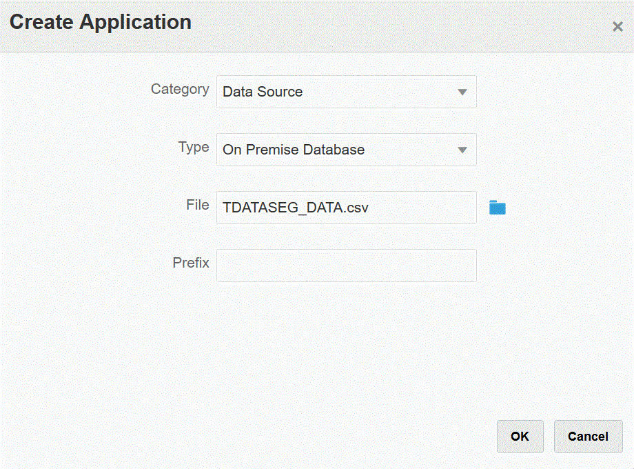 Create Application page