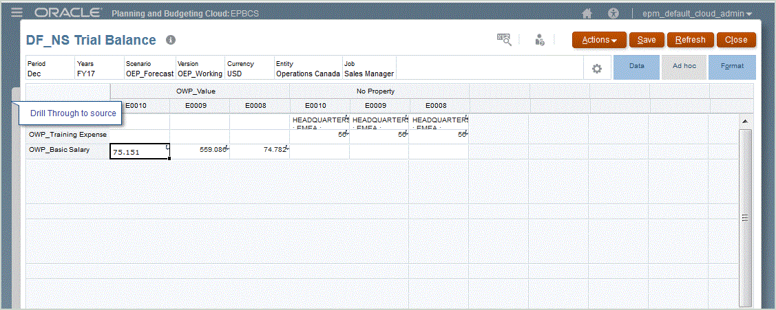 Image shows a Planning Data Form