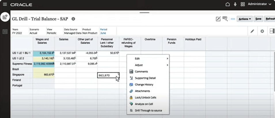 Image shows Drill to Source option.