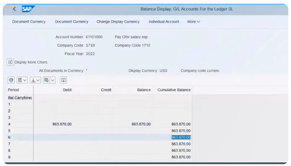 Image shows account details for a SAP General Ledger account.