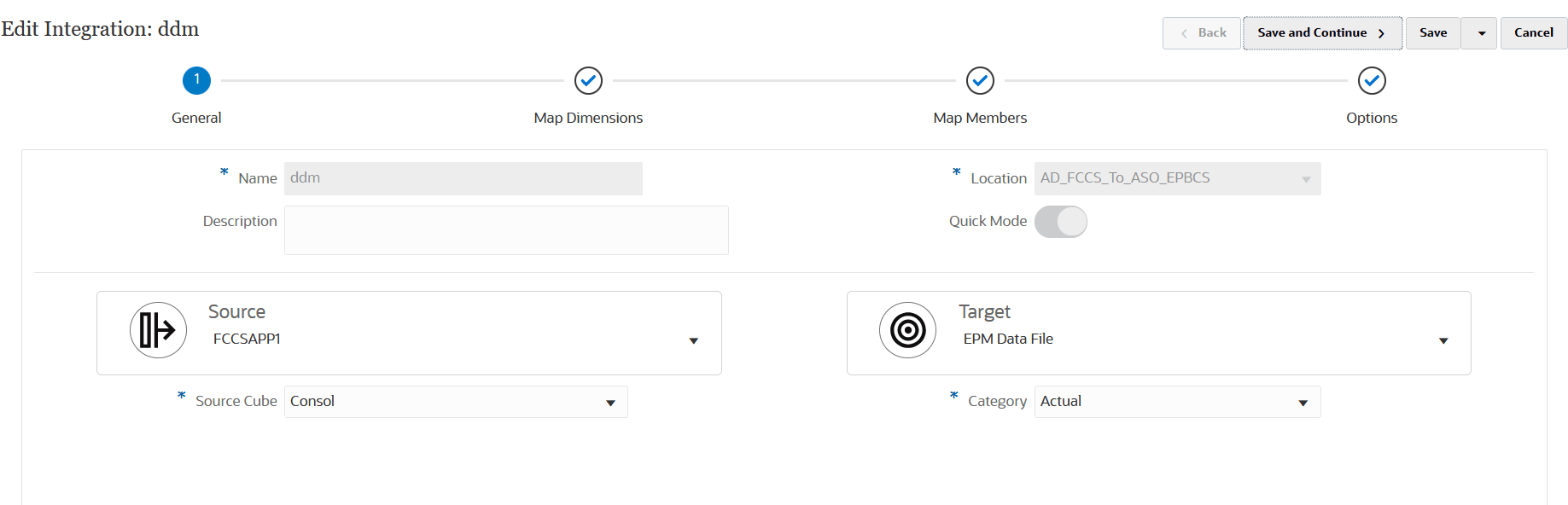Image shows the General Integration page.