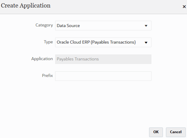 Image shows Create Application page.