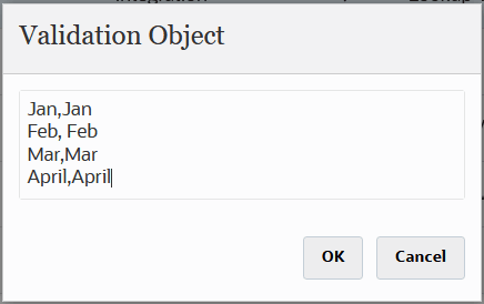 Image shows the Validation Object page.