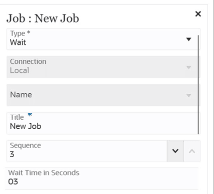 Image shows Wait Job Type Parameters