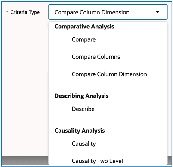 Criteria Type: Compare Column Dimension