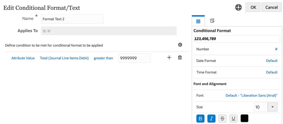 Conditional format of total journal line items Conditional format of total journal line items