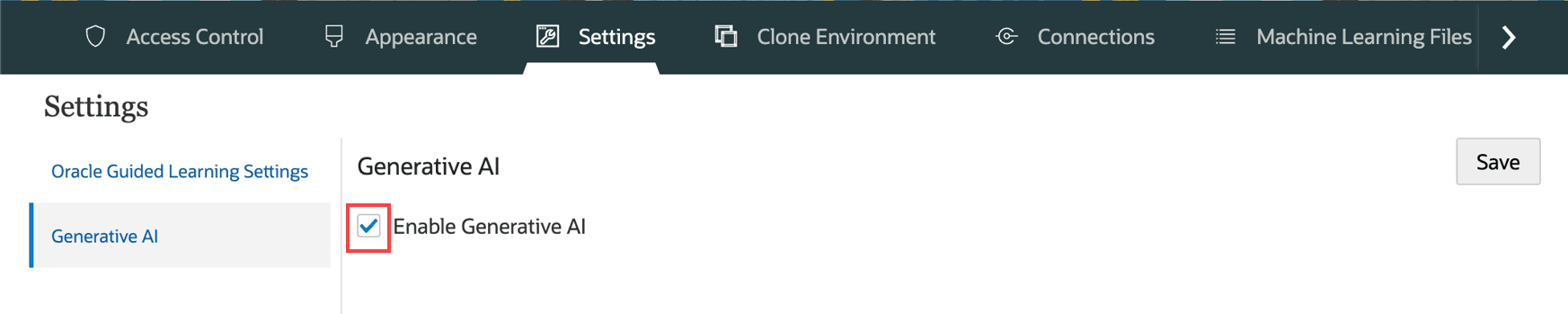 disable GenAI settings