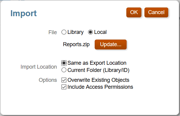 screenshot shows the import dialog box with the settings described in this step