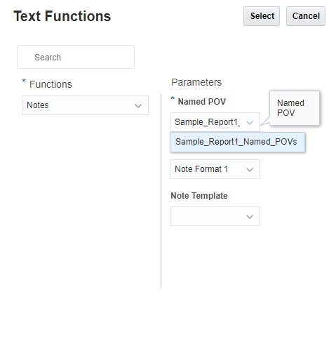 text functions selector