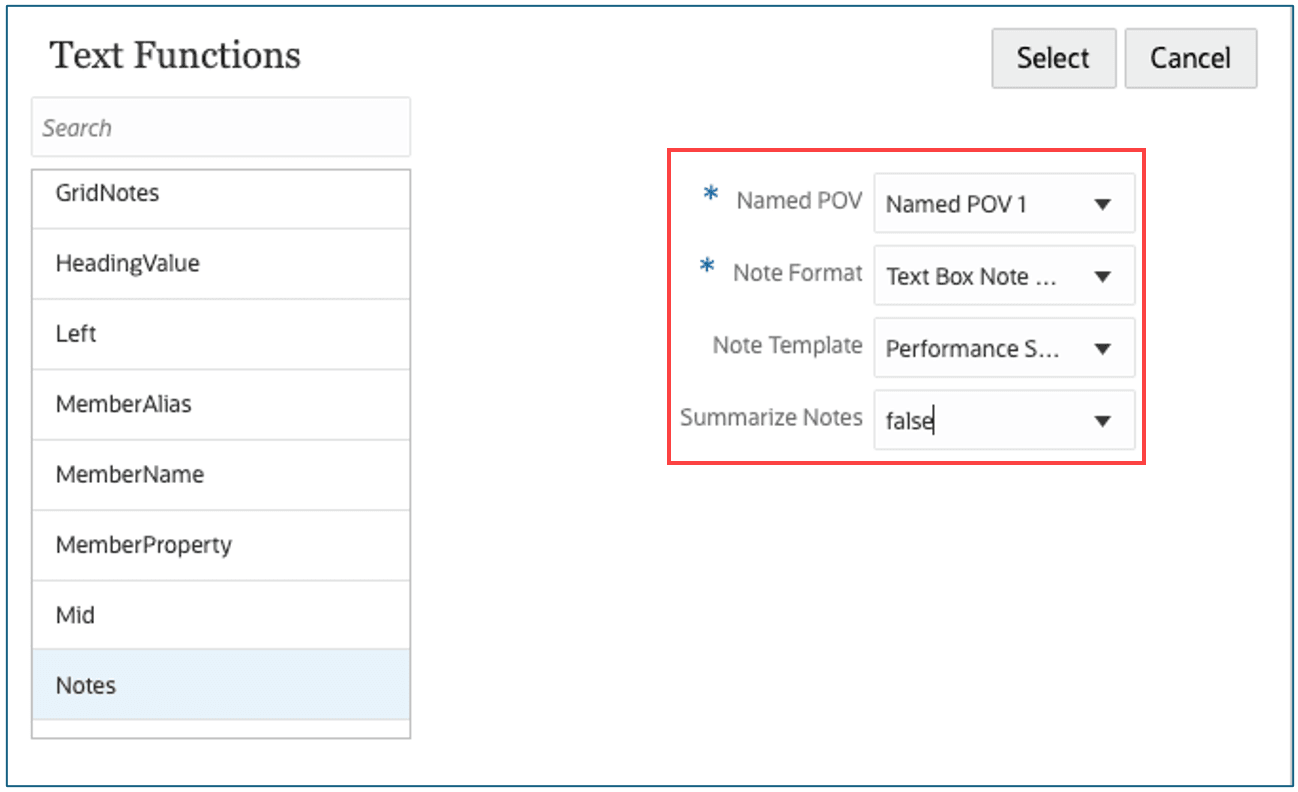 text functions selector text functions selector