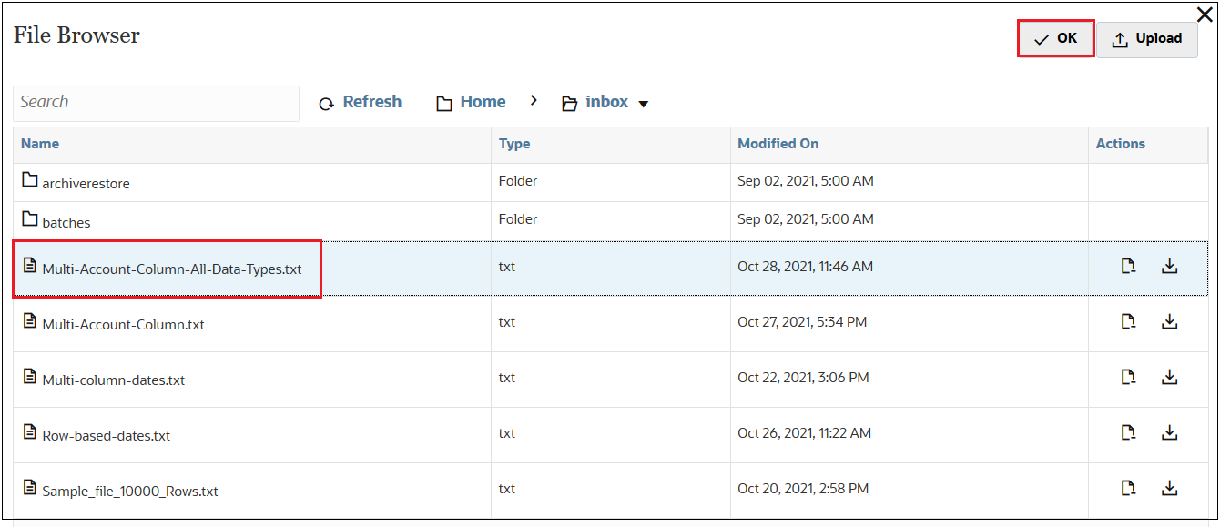 File Browser with Multi-Account-Column-All-Data-Types.txt and OK selected